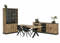 Eetkamer met 4 stoelen Frantz - tafel 200x100 - dressoir 226cm - vitrinekast 120cm- Niet Voorgemonteerd