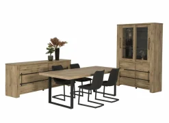 Eetkamer Otto met 4 stoelen Cloud - tafel 200x100cm - dressoir 230cm - vitrinekast 146cm- Niet Voorgemonteerd
