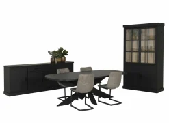 Niet Voorgemonteerd|Eetkamer Raphael met 4 stoelen Cloud - tafel 230x119cm - dressoir 240cm - vitrinekast 122cm