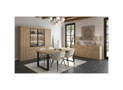 Niet Voorgemonteerd|Eetkamer Valencia met 4 stoelen Walter - tafel 210x98cm  - vitrinekast 240cm - dressoir 225cm