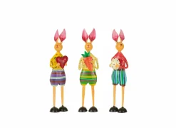 J line Decoratieve Accessoires|Figuur Konijn met hart, ei of wortel H25cm