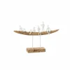 J line Figuur Mensen op bank H30,5cm - hout massief & metaal - naturel/wit- Decoratieve Accessoires