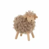 Figuur Schaap H17cm - hout & stof - beige- Decoratieve Accessoires