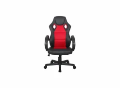 Gamestoel Compass 59x65x106cm - lederlook - zwart & rood- Bureaustoelen|Gamestoelen