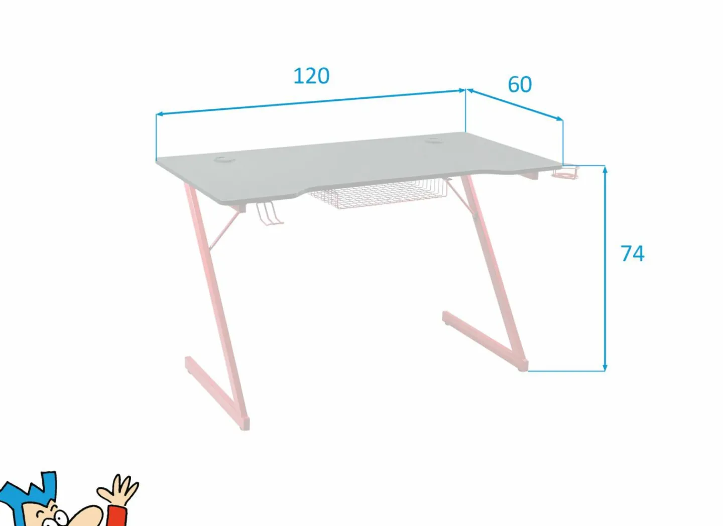 Gamingbureau Roald 120x60x74cm - melamine & metaal - rood & zwart- Woonkamer Bureau|Kinderbureaus