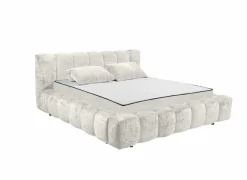 Compleet Bed|Tweepersoonsbedden|Gestoffeerd bed Bexley 160x200cm - stof - ivoor inclusief bodem en matras