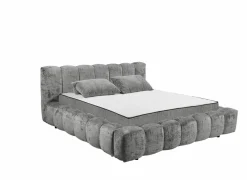 Compleet Bed|Tweepersoonsbedden|Gestoffeerd bed Bexley 180x200cm - stof - grijs inclusief bodem en matras
