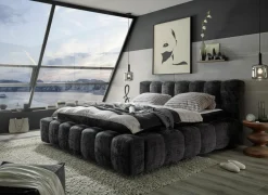 Gestoffeerd bed Bexley 160x200cm - stof - zwart inclusief bodem en matras- Compleet Bed|Tweepersoonsbedden