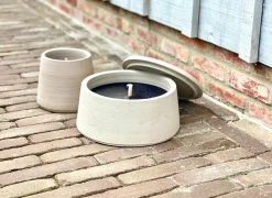 Kaars & Houder|Geurkaars outdoor rozemarijn Ø23x12cm - terracotta - grijs