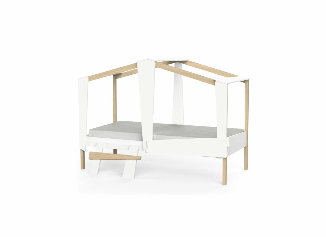 Hoogslapers|Hoogslapers|Halfhoogslaper Cabane 90x200cm - decor - wit