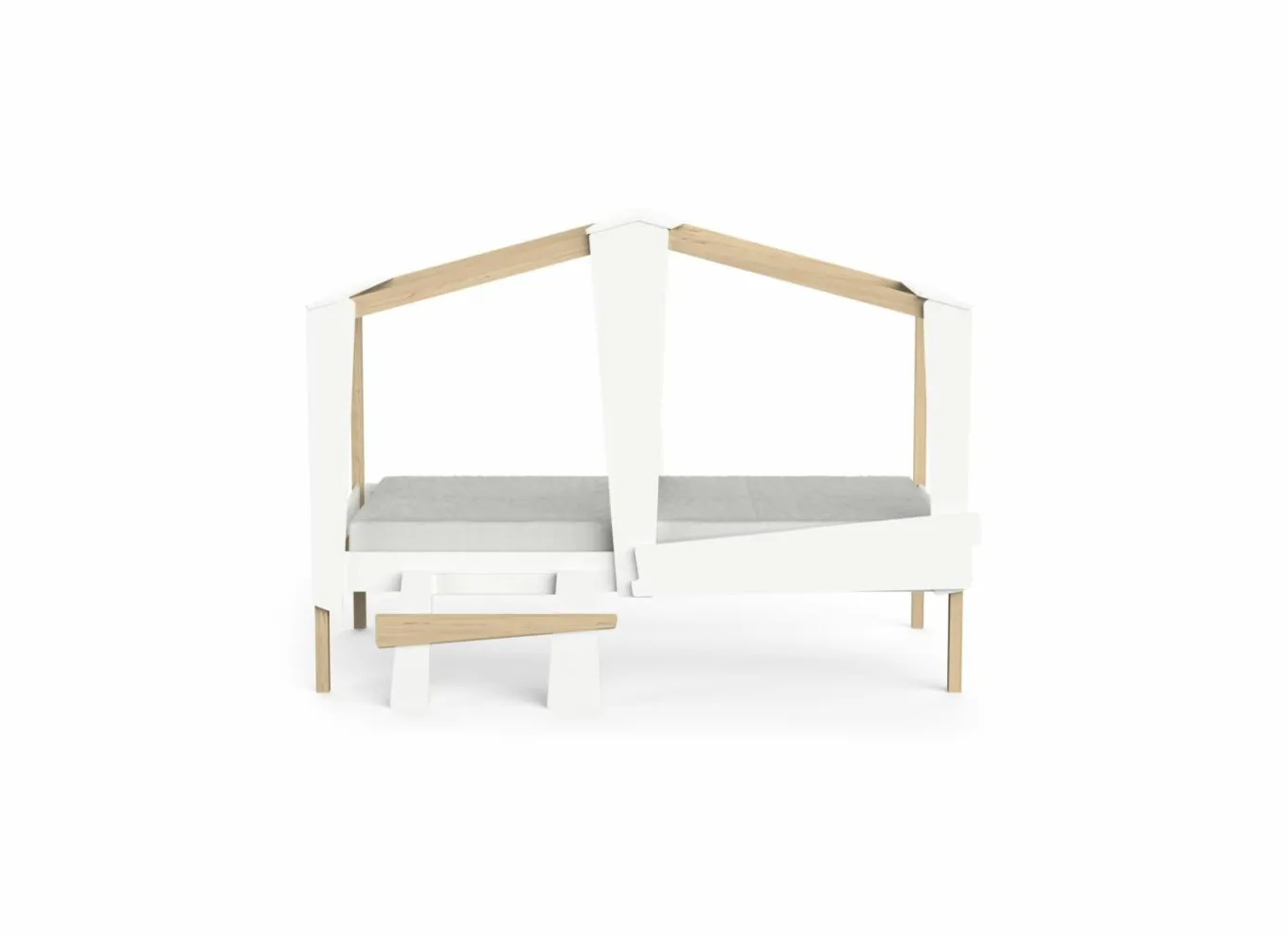 Hoogslapers|Hoogslapers|Halfhoogslaper Cabane 90x200cm - decor - wit