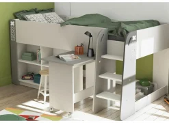 Halfhoogslaper Hampton 90x200cm - decor - wit & grijs- Hoogslapers|Hoogslapers