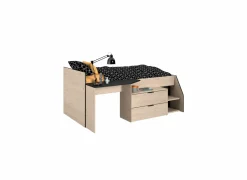 Halfhoogslaper Milky 90x200/190cm - decor -  eik & zwart- Hoogslapers|Hoogslapers