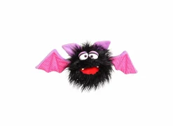 Handpop Schnips vleermuis H20cm - polyester - zwart/roze- Kinderdecoratie|Pluche Knuffels
