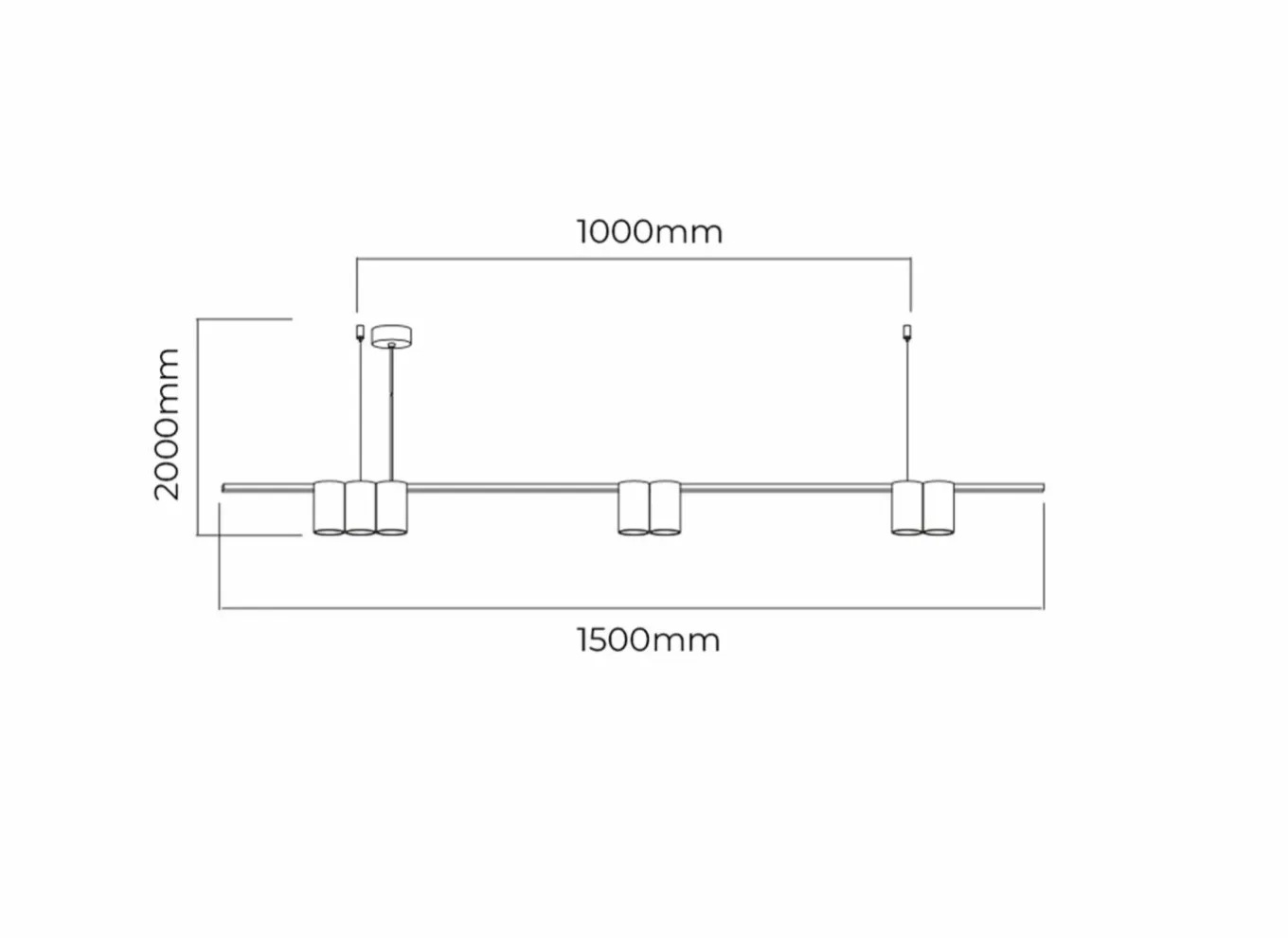 Lusters|Hanglampen|Hanglamp 150cm 7xGU10 - aluminium - brons
