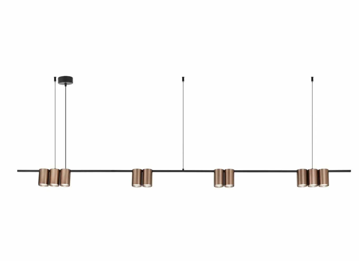 Lusters|Hanglampen|Hanglamp 180cm 10xGU10 - aluminium - brons
