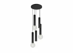 Hanglamp Ø35cm 2xGU10 3xE27 - aluminium - zwart- Lusters|Hanglampen