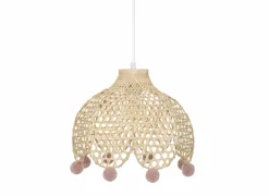 Kinderhanglampen|Hanglamp kinderkamer Pompon Ø28cm - bamboe - naturel & roze