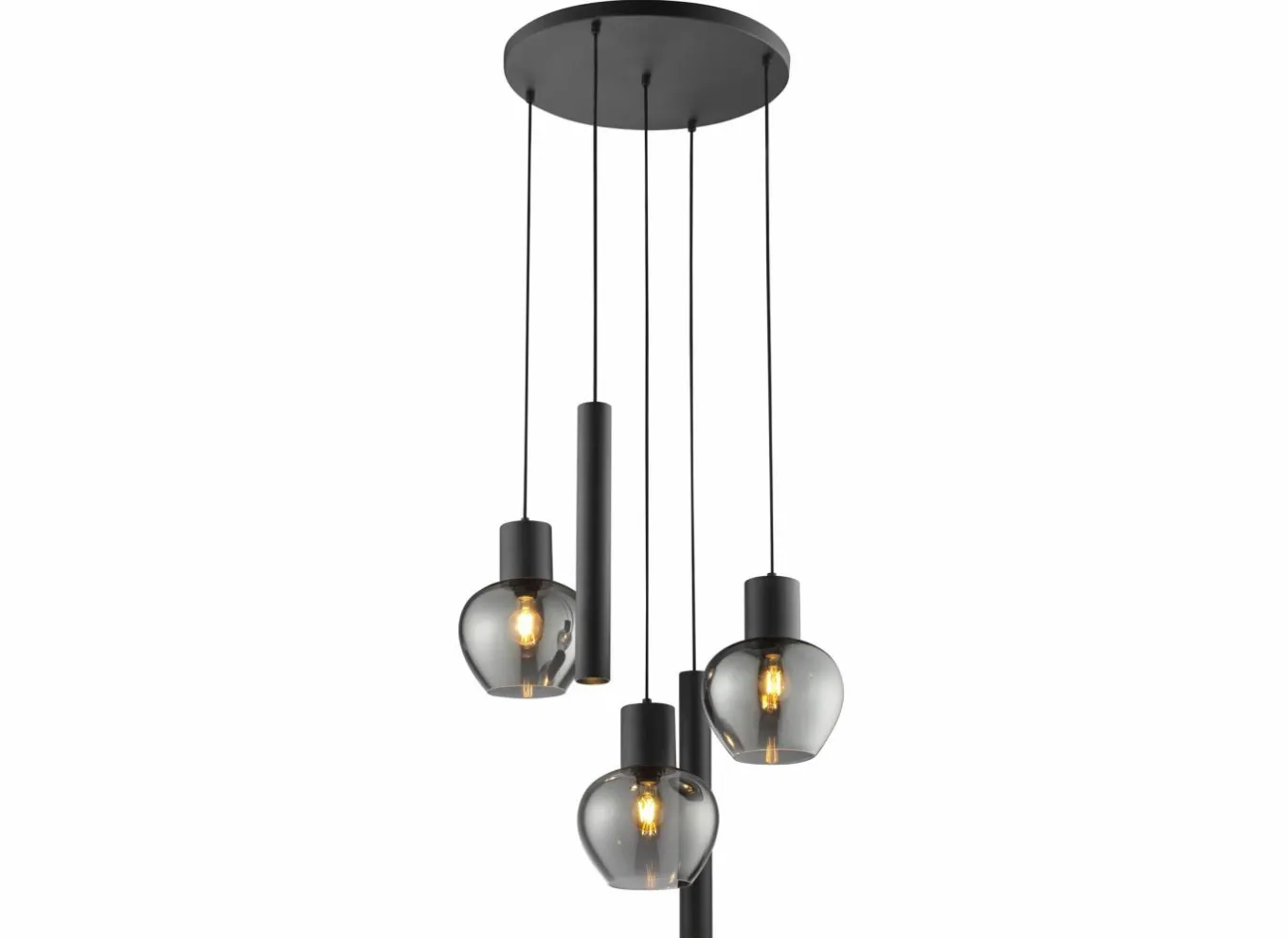 Brilliant Hanglampen|Hanglamp Ligari Ø60cm 3xE27 & 2xGU10 black smoked