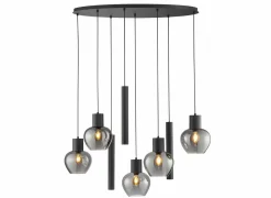 Brilliant Hanglamp Ligari 5xE27 & 3xGU10  black smoked- Hanglampen