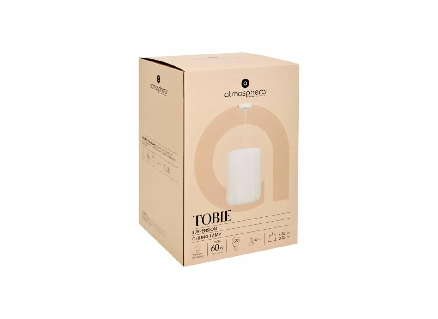 Hanglamp Tobie Ø25cm - katoen/staal - wit- Hanglampen