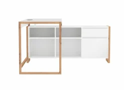 Hoekbureau Denver 139x142x75cm - decor - wit & artisanale eik- Hoekbureaus|Kantoorbureau