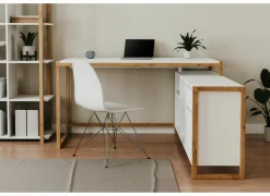 Hoekbureau Denver 139x142x75cm - decor - wit & artisanale eik- Hoekbureaus|Kantoorbureau