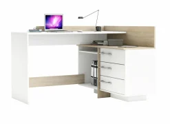 Demeyere Hoekbureau Thales 128x106cm - decor - brushed oak & white pearl- Hoekbureaus|Kinderbureaus