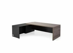 Gorbe Hoekbureau 180x220cm - melamine - zwart & nebraska- Hoekbureaus|Woonkamer Bureau