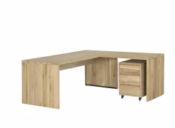 Hoekbureaus|Kantoorbureau|Hoekbureau Yoda 160x180x76cm - eik massief - naturel