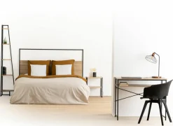 Hoekrek 32x32x180cm - hout & ijzer - beige- Rekken|Wandrekken