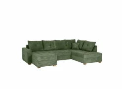 Hoeksalon Abby 311x170cm - stof - groen met bedfunctie- Hoeksalons