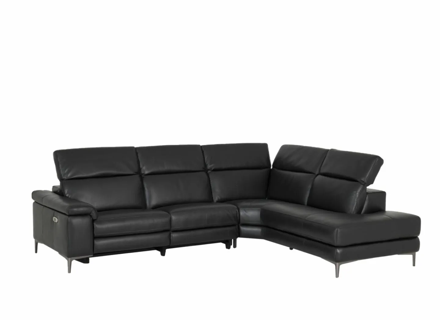 Hoeksalon After 295x232cm - leder - zwart met relax- Hoeksalons