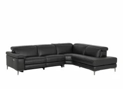 Hoeksalon After 295x232cm - leder - zwart met relax- Hoeksalons