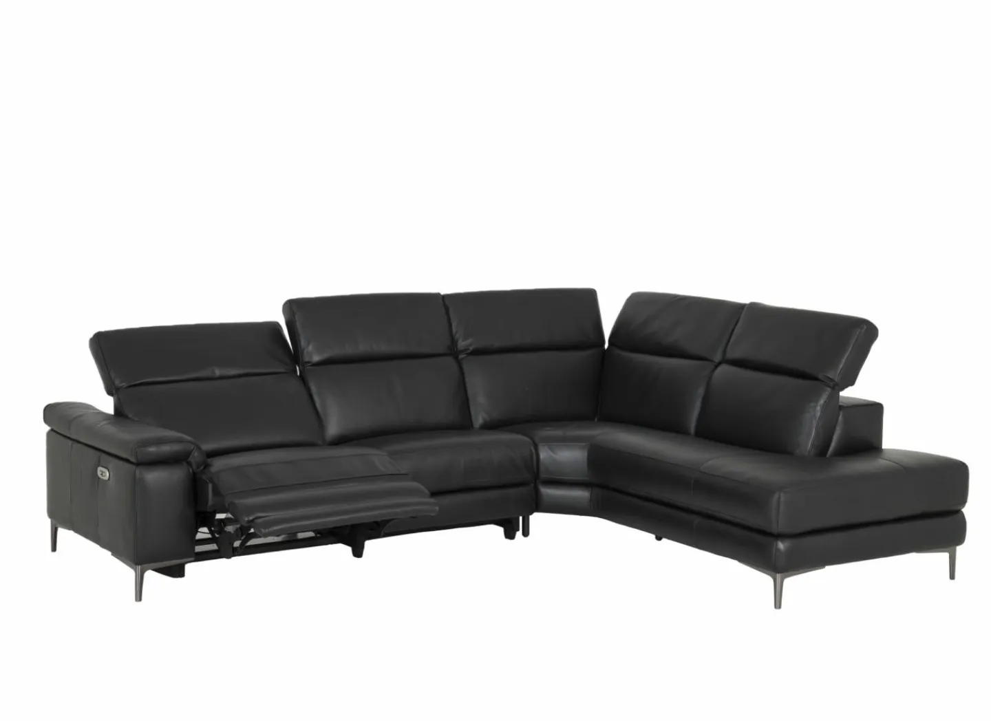Hoeksalon After 295x232cm - leder - zwart met relax- Hoeksalons