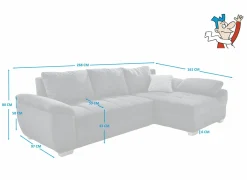 Zetelbedden|Hoeksalons|Hoeksalon Alster 268x161cm - stof - donkerblauw met bedfunctie