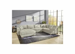 Zetelbedden|Hoeksalons|Hoeksalon Brixen 379x227cm - ribfluweel - lichtgrijs met bedfunctie