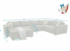 Hoeksalon Brixen 379x227cm - stof - bruin met bedfunctie- Zetelbedden|Hoeksalons