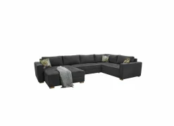 Hoeksalon Brixen 379x227cm - stof - donkergrijs met bedfunctie- Zetelbedden|Hoeksalons