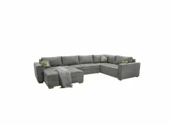 Zetelbedden|Hoeksalons|Hoeksalon Brixen 379x227cm - stof - lichtgrijs met bedfunctie