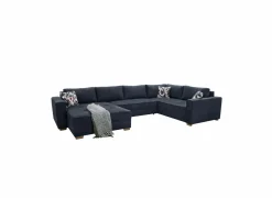 Zetelbedden|Hoeksalons|Hoeksalon Brixen 379x227cm - stof - blauw met bedfunctie