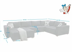 Zetelbedden|Hoeksalons|Hoeksalon Brixen 379x227cm - stof - blauw met bedfunctie