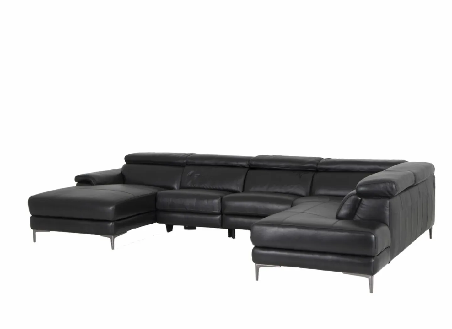 Hoeksalon Cell 370x232cm - leder - zwart- Hoeksalons