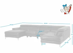 Hoeksalon Cell 370x232cm - leder - zwart- Hoeksalons