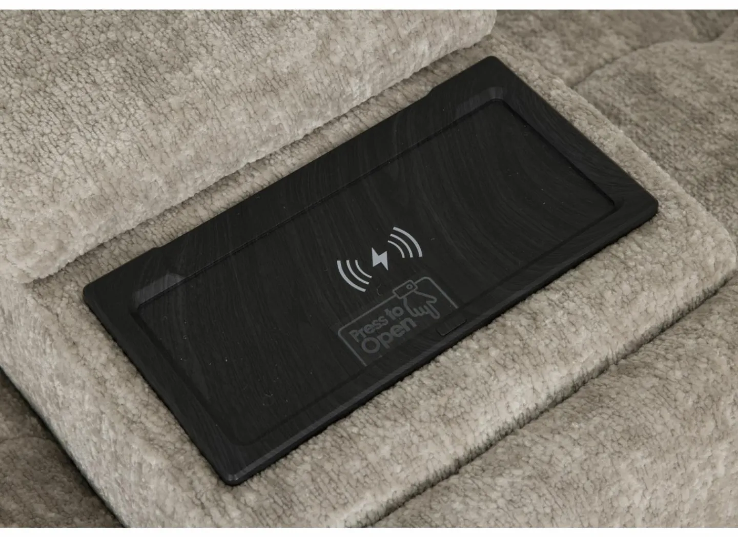 Hoeksalon Crow 334x301cm - stof - turtledove met 2 elektrische relaxen- Hoeksalons