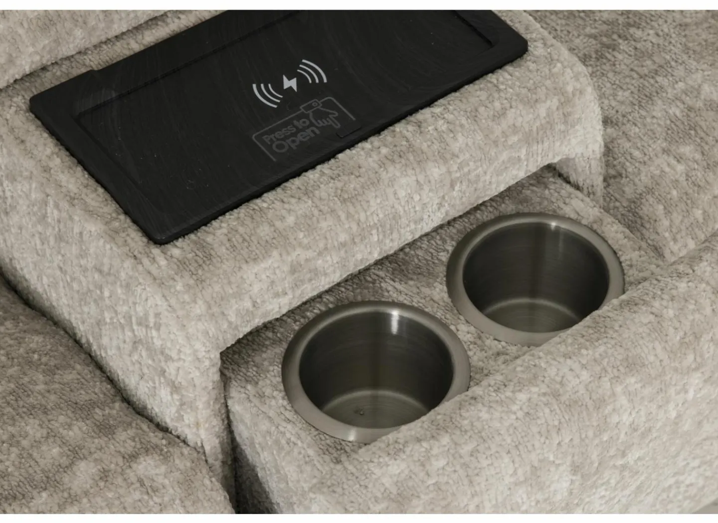 Hoeksalon Crow 334x301cm - stof - turtledove met 2 elektrische relaxen- Hoeksalons