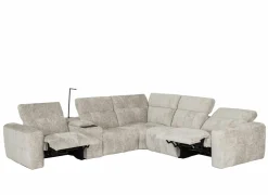 Hoeksalon Crow 334x301cm - stof - turtledove met 2 elektrische relaxen- Hoeksalons