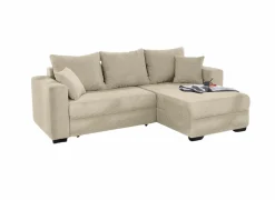 Zetelbedden|Hoeksalons|Hoeksalon Elmau 235x169cm - stof - lichtgrijs met bedfunctie & opbergruimte