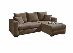 Zetelbedden|Hoeksalons|Hoeksalon Elmau 235x169cm - stof - bruin met bedfunctie & opbergruimte