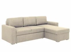 Zetelbedden|Hoeksalons|Hoeksalon Flemingsburg 226x165cm - stof - beige met bedfunctie en opbergruimte